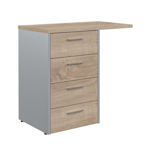 Тумба приставная OLC-4D.2.A Дуб Сонома светлый/Металлик 800х450х750 OFFIX NEW в Краснотурьинске 