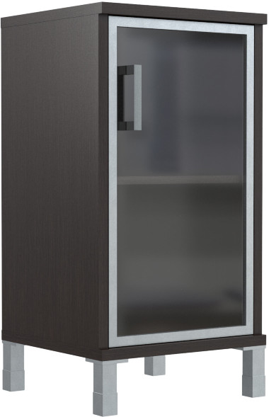 Шкаф-колонка низкая со стеклянной дверью в AL-рамке B 411.4(R) Венге Магия 475х450х920