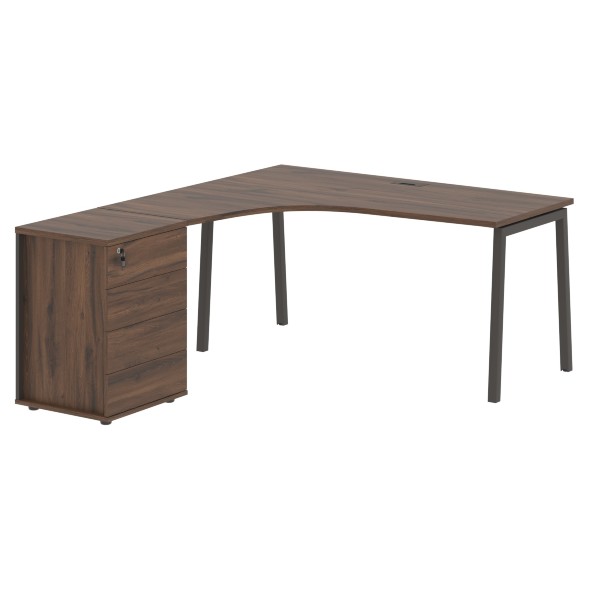 Стол эргономичный с тумбой ELCET 1518(L) 1560х1880х750 EDIS