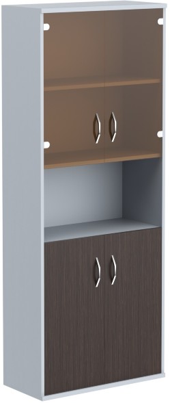 Шкаф комбинированный малыми стеклянными и глухими дверьми СТ-1.4 Венге Магия/Металлик 770*365*1975 в Краснотурьинске 