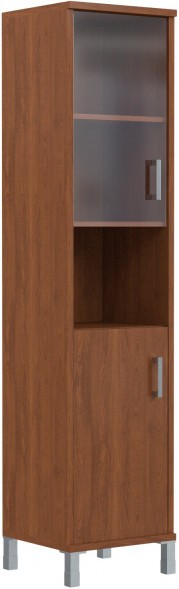 Шкаф-колонка высокая с малой стеклянной дверью и глухой B 431.10(L) Орех Гарда 475х450х2054 в Краснотурьинске 